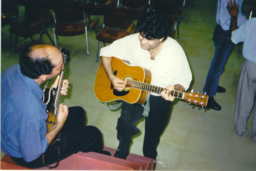 local oud player borrows Saul's guitar to jam in Gaza City